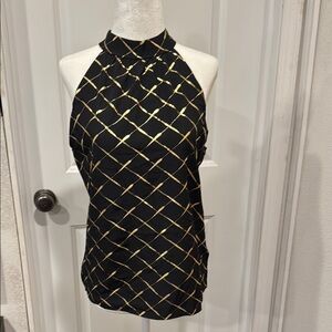 SHEIN Black and White Graphic Halter Tank Top